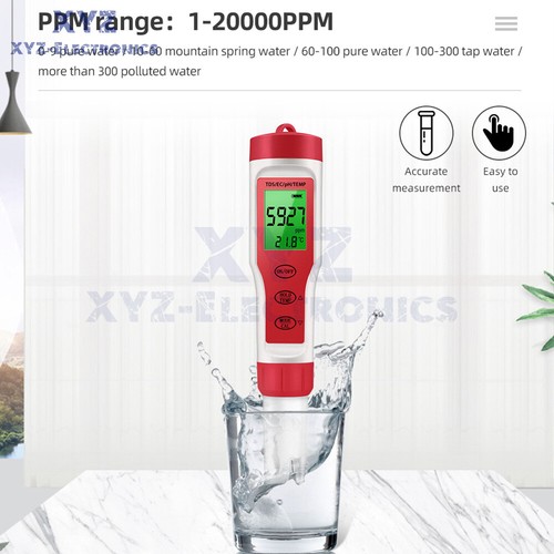 4 in 1 Digital LCD PH/TDS/EC/Temperature Water Quality Meter Tester Pen Backlit