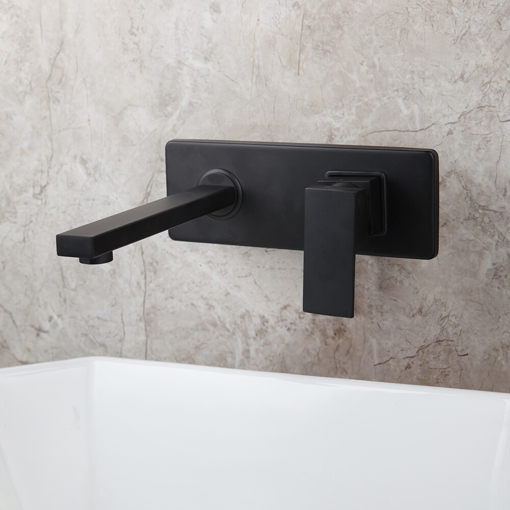 Vanity Wall Mount Matt Black Bathroom Basin Sink Mixer Facuet 1 Handle Brass Tap Ebay