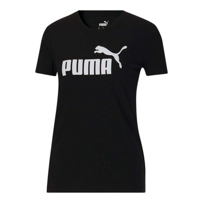 

Футболка Puma Essentials Logo с круглым вырезом и короткими рукавами женская черная спортивная повседневная, Черный