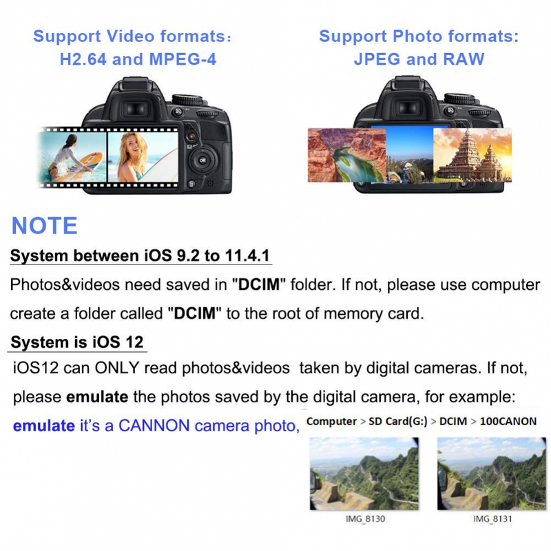 For AppleLightning To Sd Card Camera Reader Tail Adapter Iphone Ipad