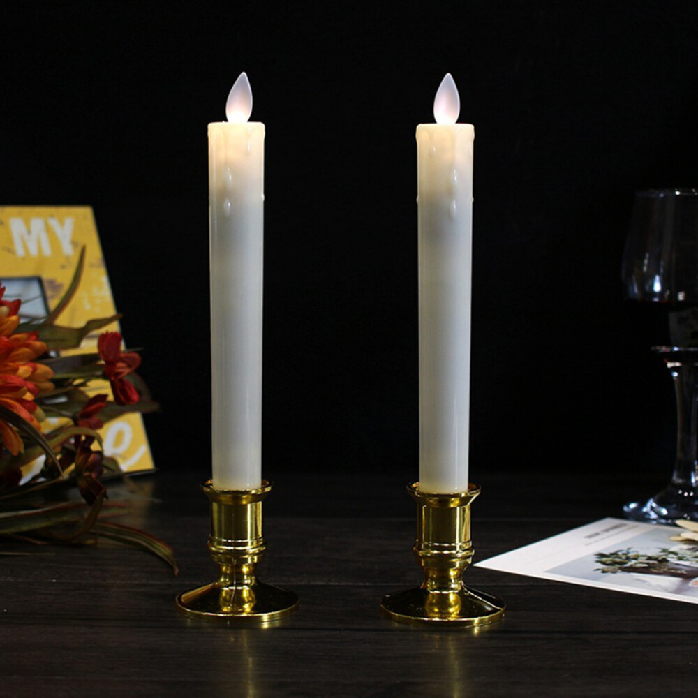 2x Luminara Flickering Moving Wick Flameless Led Taper Candle with