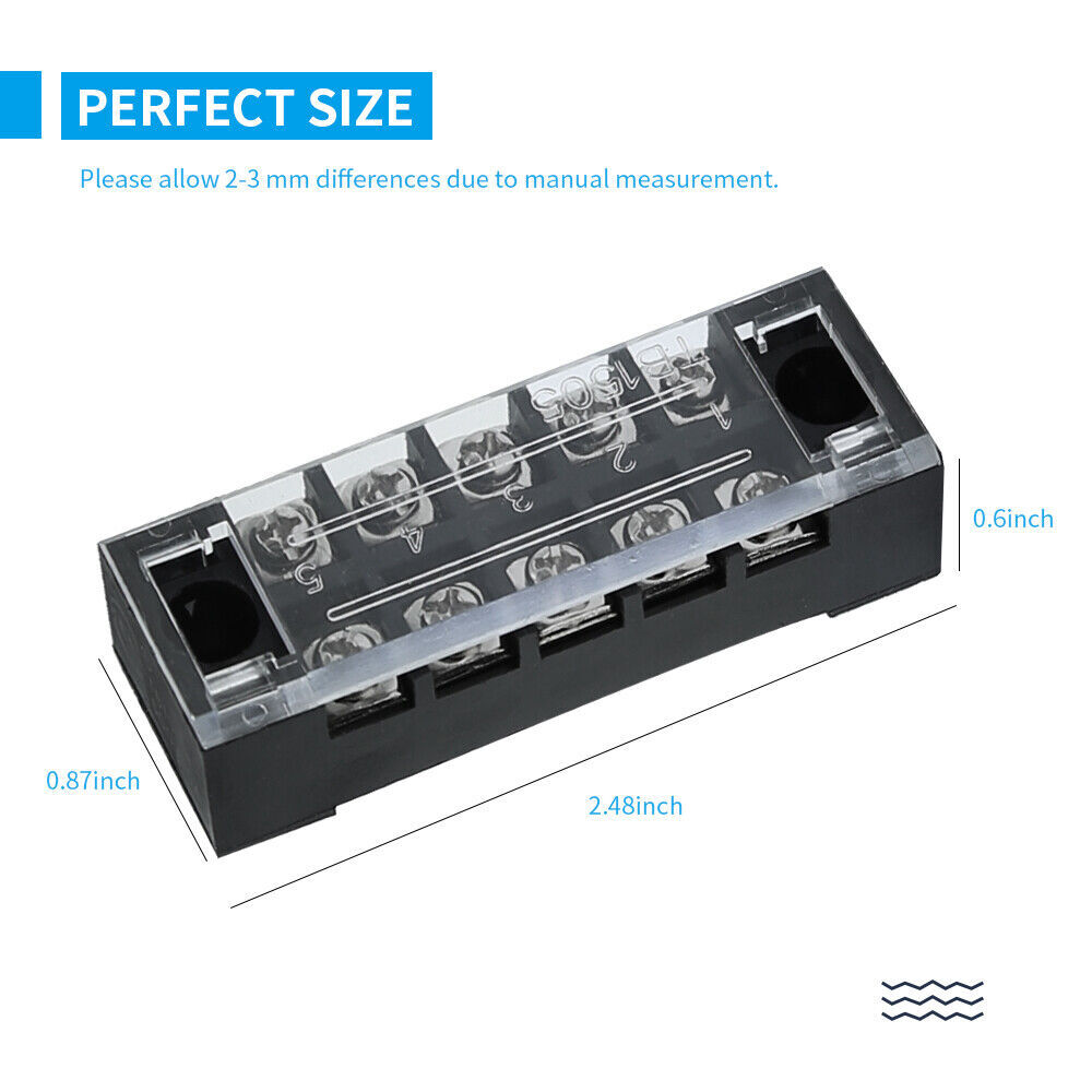 5/10/15Sets 5 Positions Dual Row 600V 15A Screw Terminal Strip Blocks