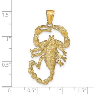 Pre-owned Superdealsforeverything Real 14kt Yellow Gold Solid Polished Open-backed Scorpion Pendant