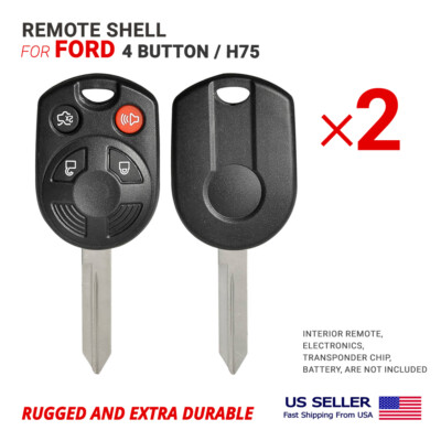2X Remote Head Key Shell Case Blade H75 for Ford 4 Button High Quality (Clip-on)