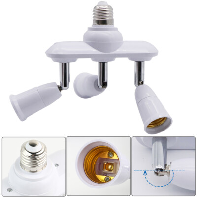 3 in 1 Light Socket Splitter E26 E27 Adapter Converter Horizontal Adjustable 360