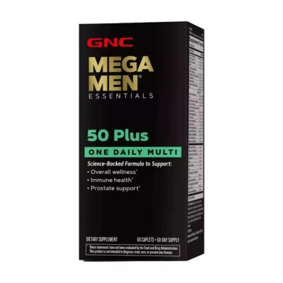 GNC Mega Men Essentials 50-Plus One Daily Multivitamin, 60 Tablets
