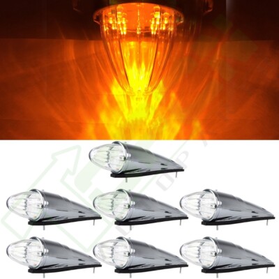 7X 15.25''*3.5''*4'' 17Diodes Clear/Amber Led Torpedo Upper Top Cab Marker for T800