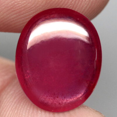 13.38Ct. Gemstone Ruby Top Red Pink Oval Cabochon Mozambique Large! Transparent!