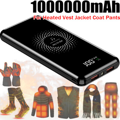 1000000mAh Battery Pack for Heated Vest Jacket Pants Scarf Phone USB Power Bank