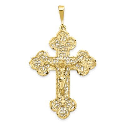 Pre-owned Skyjewelers Real 10kt Yellow Gold Crucifix Charm