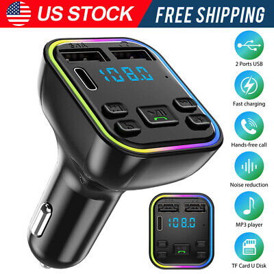 Car Bluetooth FM Transmitter Radio MP3 Wireless Adapter Hands-Free 3Port Charger