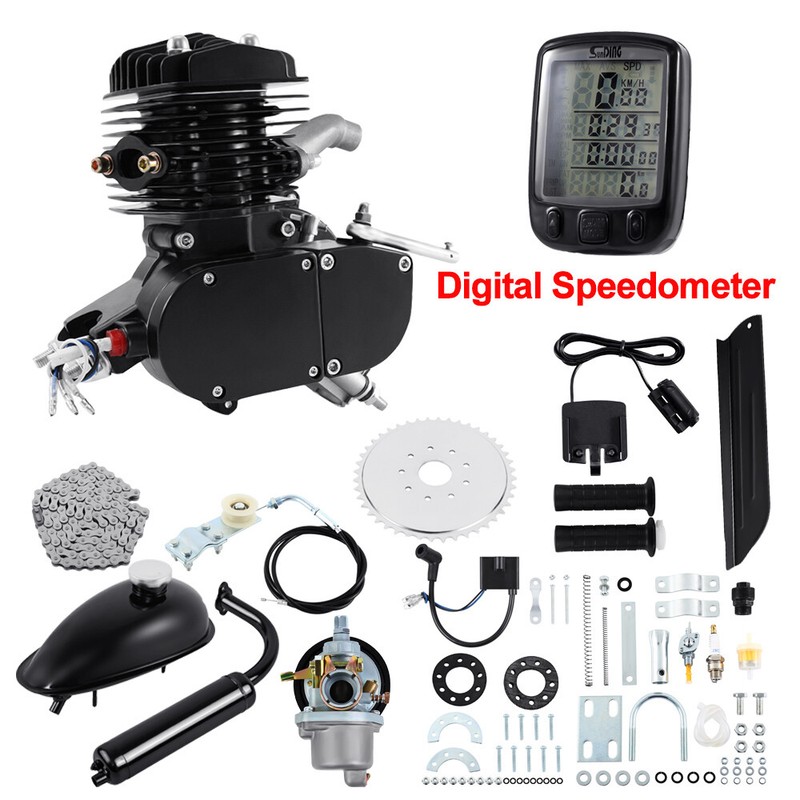 80CC 2-Stroke Motor Engine Kit Speedometer Petrol Gas Motorized Bike Bicycle