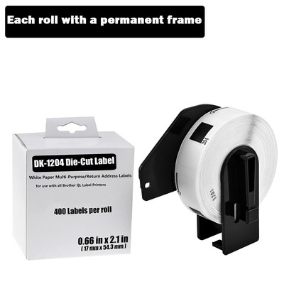 1 Roll DK1204 Brother Compatible Labels, Premium Permanent Core,2/3'' x 2-1/8''