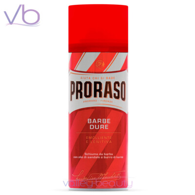 PRORASO Red Shaving Foam with Sandalwood & Shea Butter,  Barber Size 400ml
