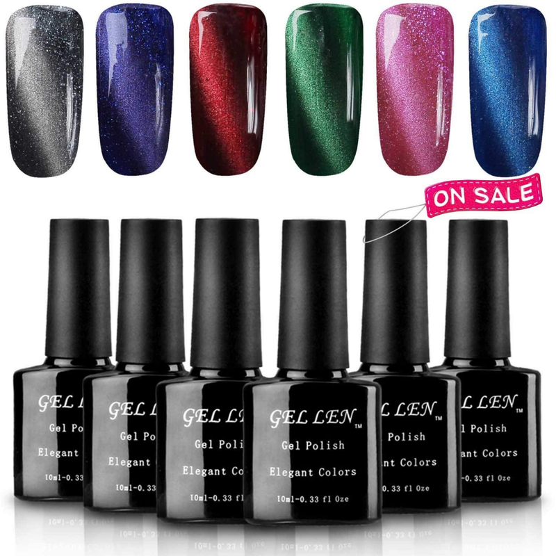 Gellen Cat Eye UV LED Gel Nail Polish Set #1 10ml 6 Colors + Free Magnet Sticks