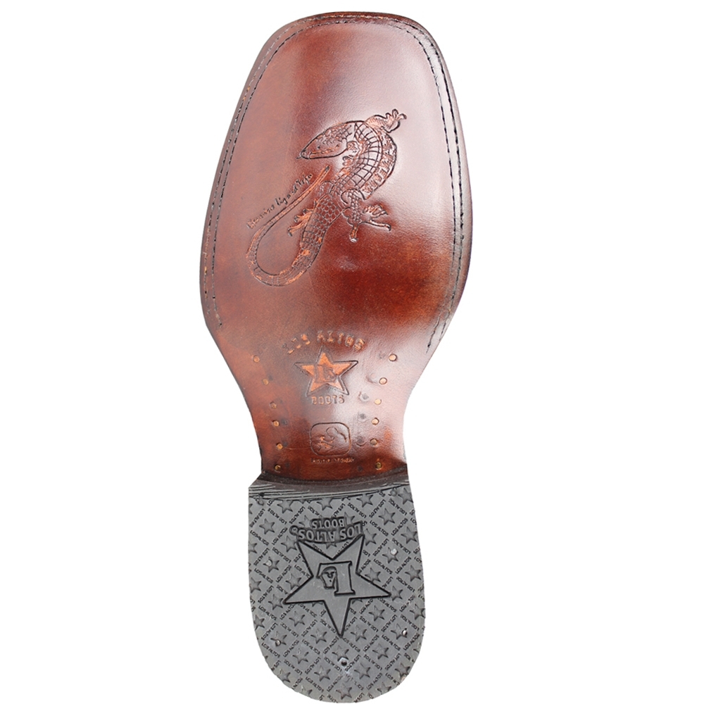 Pre-owned Los Altos Boots Los Altos Sanded Black Genuine Teju Lizard Western Boots Square Toe Ee