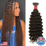 Deep Wave Bulk Human Hair for Braiding No Weft 100 g (1 Pack-2 Bundles) 100% Unprocessed Brazilian Virgin Human Hair Braiding Curly Deep Bulk For Micro Braids 20 inch (Dark Brown #4)