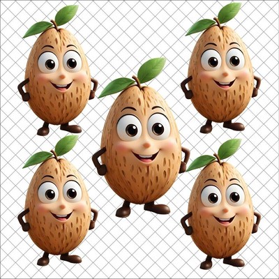 Almond creative cartoon character Graphic Design Digital Download | JPEG | PNG