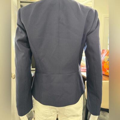 Le Suit Navy check short blazer NWT size 4