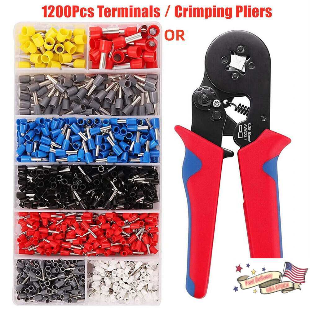 1200PCS Cable Cord Pin End Bootlace Ferrule Terminal Set Wire Crimp Connectors