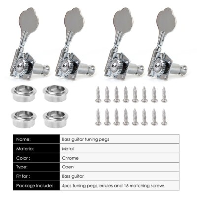 4R In Line Bass Guitar String Tuning Pegs 1:25 Locking Tuners Key Machine Heads