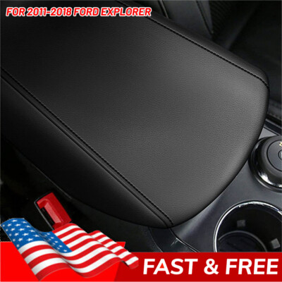 Fits For 2011-2018 Ford Explorer Center Console Armrest Lid Cover Black Leather