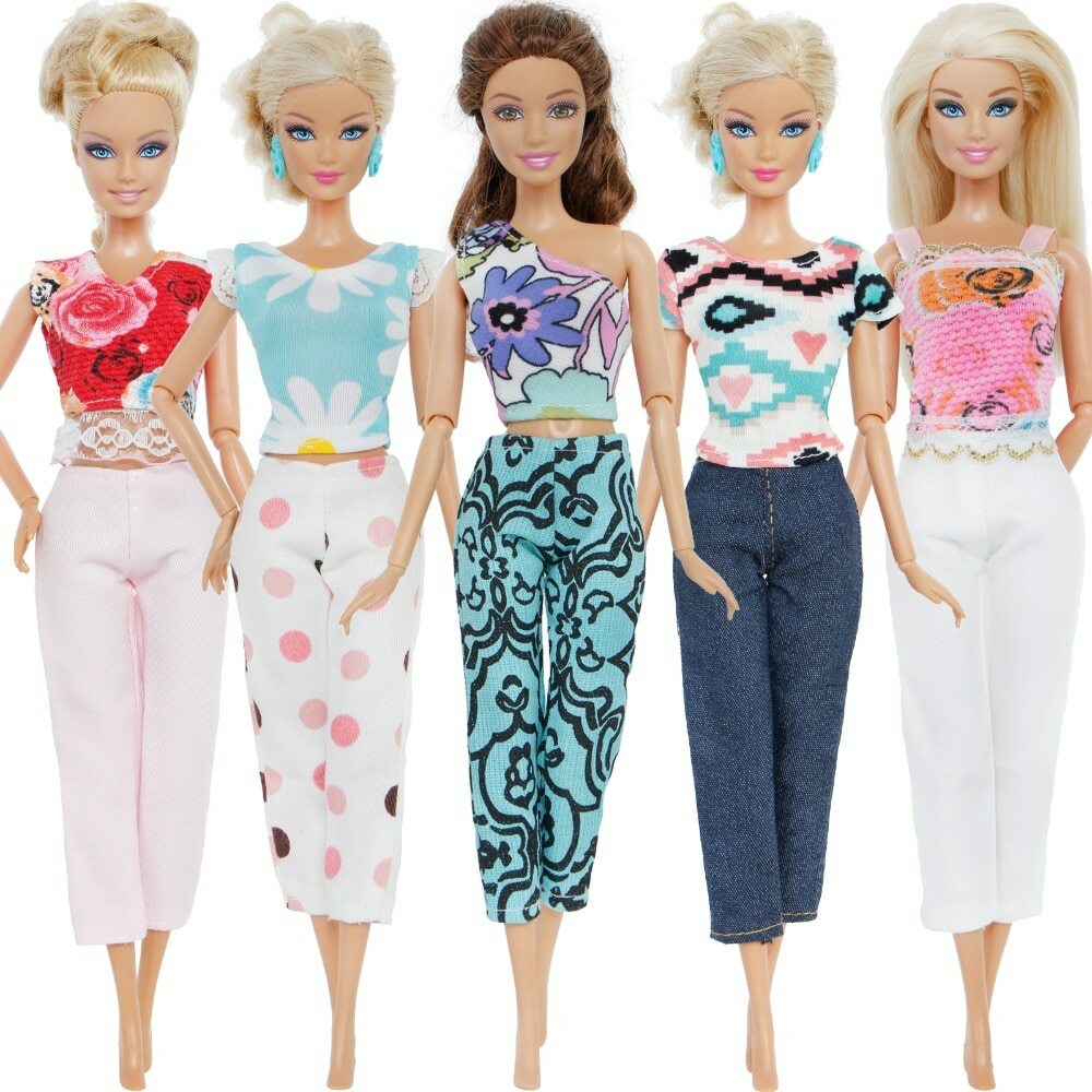 Lot 5 vêtements accessoire compatible poupée BARBIE pantalon t