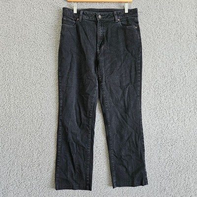 L.L. Bean True Shape Jeans Womens 14 Black Denim Classic Fit Straight Leg Pocket