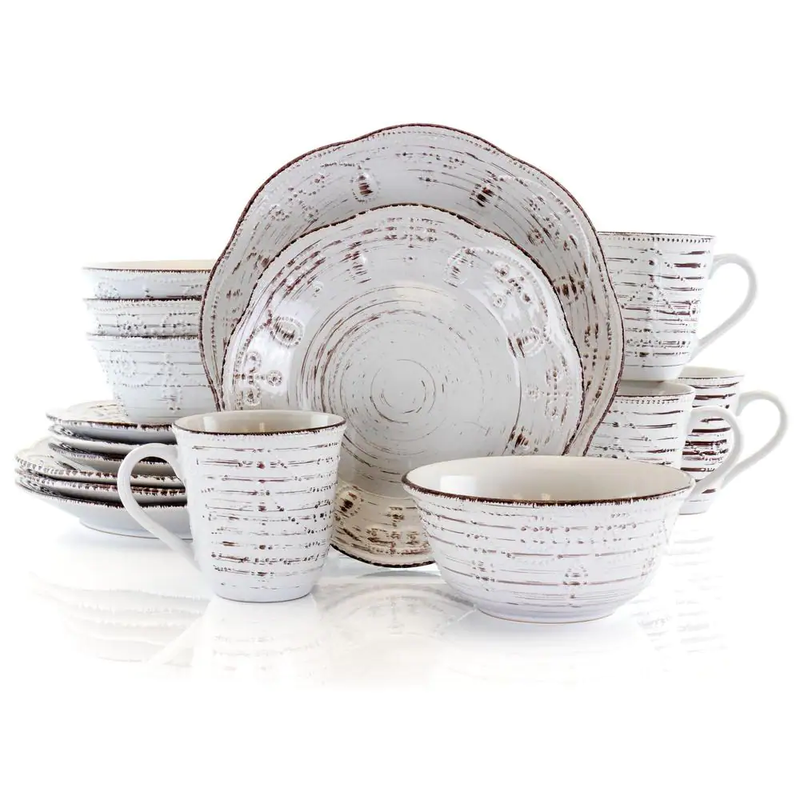 NEW 16-Piece Casual White Stoneware Dinnerware Set (Service for 4)