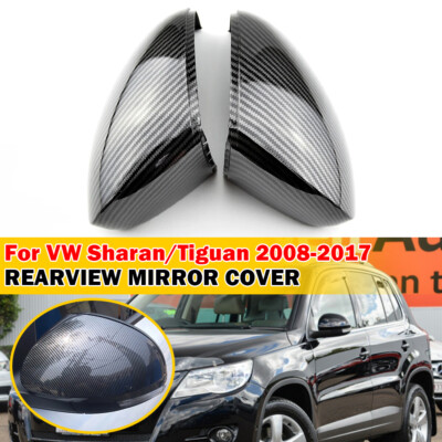 For VW Sharan Tiguan 2008-2017 Pair Carbon Fiber Look Rearview Mirror Cover Caps