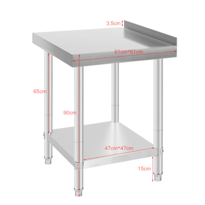 Edelstahl Arbeitstisch ca.61*61*90cm mit Aufkantung Küchentisch Arbeitsplatte DE