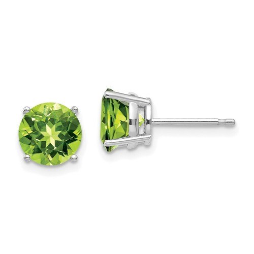 Pre-owned Goldia 14k White Gold 7mm Peridot Earrings
