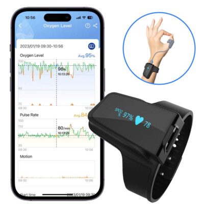 Checkme O2 Max Pulse Oximeter Blood Oxygen Heart Rate Monitor Free App PC Report