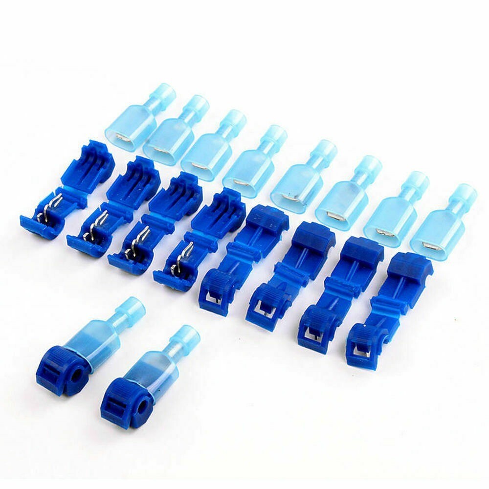 e-INFINITY 24PCS(12 Set/Pair) Blue 15AMP T Quick Splice Crimp Terminal