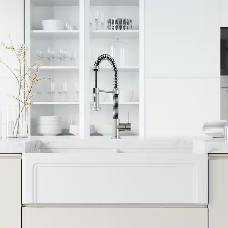 Edison Single Handle Pull-Down Sprayer Kitchen Faucet in Stainless Steel