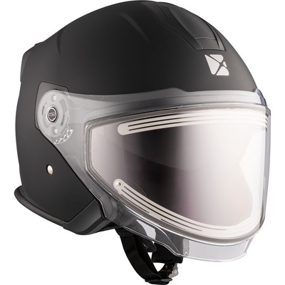 CKX Razor Open Snowmobile Helmet Electric Double Lens Sun Visor Matte Black