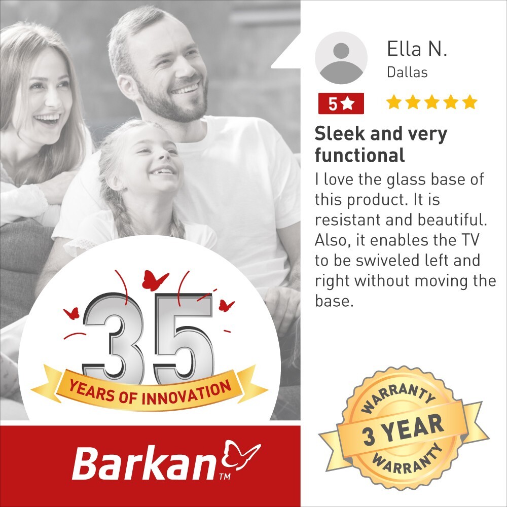 Barkan 29 - 58 inch Swivel & Tilt Tabletop TV Stand Base, Holds Up to 55 lbs