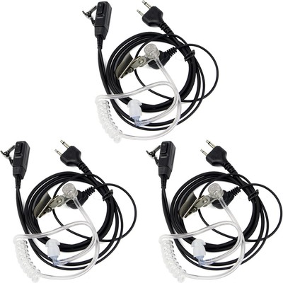 PTT MIC Covert Acoustic Tube In-ear Earpiece Headset for Radio ICOM Midland New!