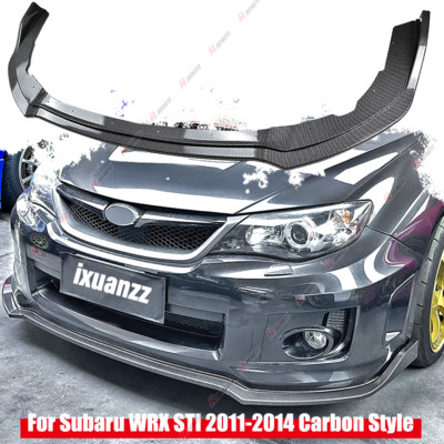 For 2011-2014 Subaru WRX STI CS2-Style JDM Carbon Style Front Bumper Body Lip 3x