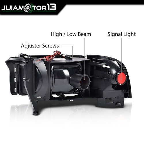 Fit For 1994-02 Dodge Ram 1500 2500 3500 Chrome Headlights LED Tube C Light Bar 