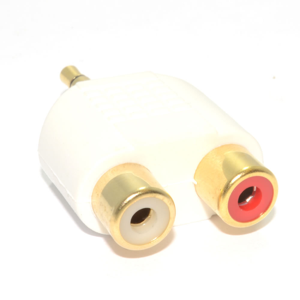 3.5mm Stereo Jack to Twin Phonos Sockets for PC HI-FI Mobile MP3 WHITE (GOLD)
