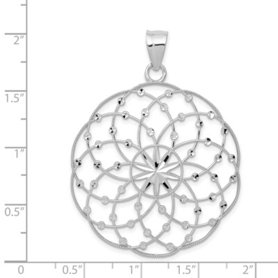 Pre-owned Superdealsforeverything Real 14kt White Gold Diamond Cut Sphere Pendant
