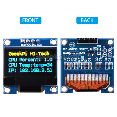 I2C IIC 0.96 Inch OLED Display Module  128X64 Two-Color Display for Raspberry Pi