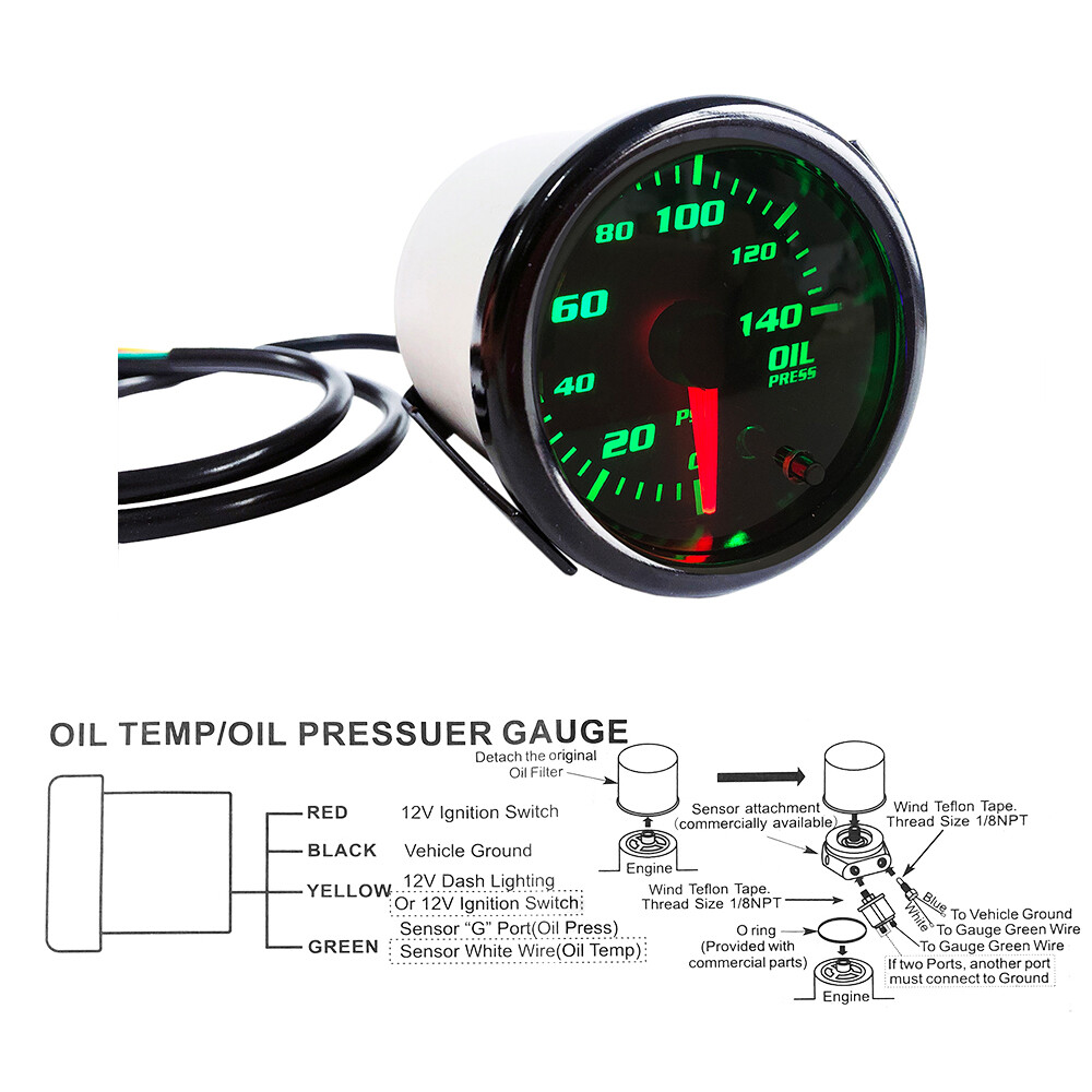 Aazon.co: GlowShift Tinted 7 Color 300 F Oil Teperature Gauge Kit - Includes Electronic