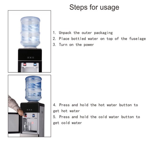 Hot Cold Water Top Loading Water Cooler Dispenser 3-5 Gallon Bottle w/Cabinet
