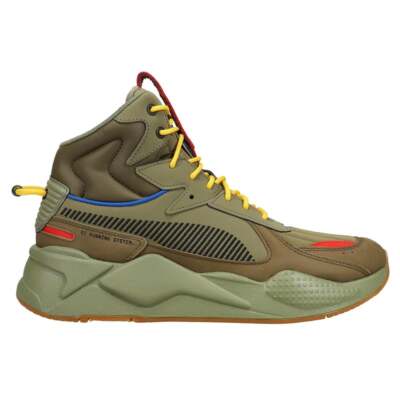

Puma 380422-01 Mens Rs-X Mid C Militia Lace Up Sneakers Shoes Casual - Зеленый, Puma Rs-X Mid C Militia Lace Up
