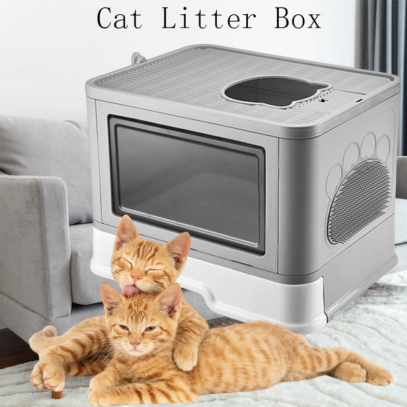 Foldable Cat Big Litter Tray Box Sturdy Fully Enclosed Toilet