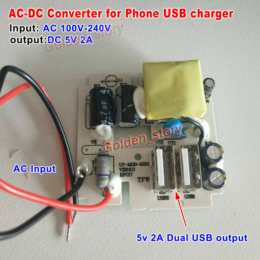 Mini AC-DC Converter AC 110V 220V 230V to DC 5V 2A USB ...