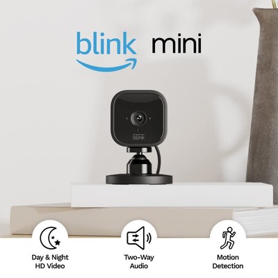 2 Pack Blink Mini 1080p WiFi Security Camera with Motion Detection, Night Vision