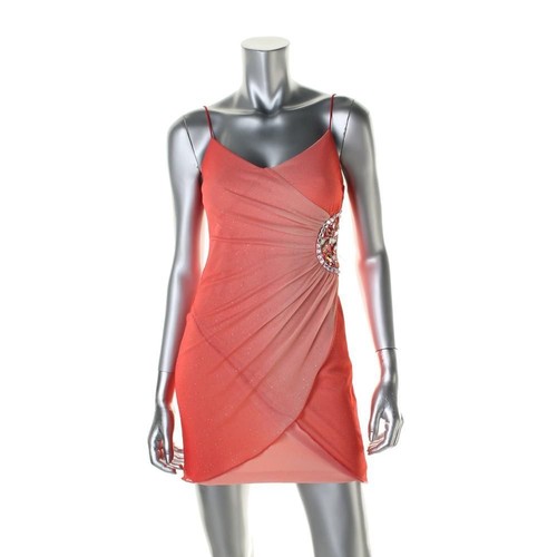 chicos orange dress Chicos Womens 0 US 4 Dress Orange Red Sheath Swing Knee Length Short Sleeve